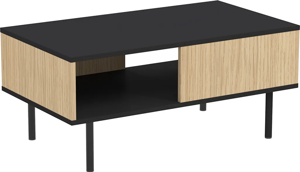 Table basse Mona 89 cm Interia bicolore Noir et Chêne - Finition Premium