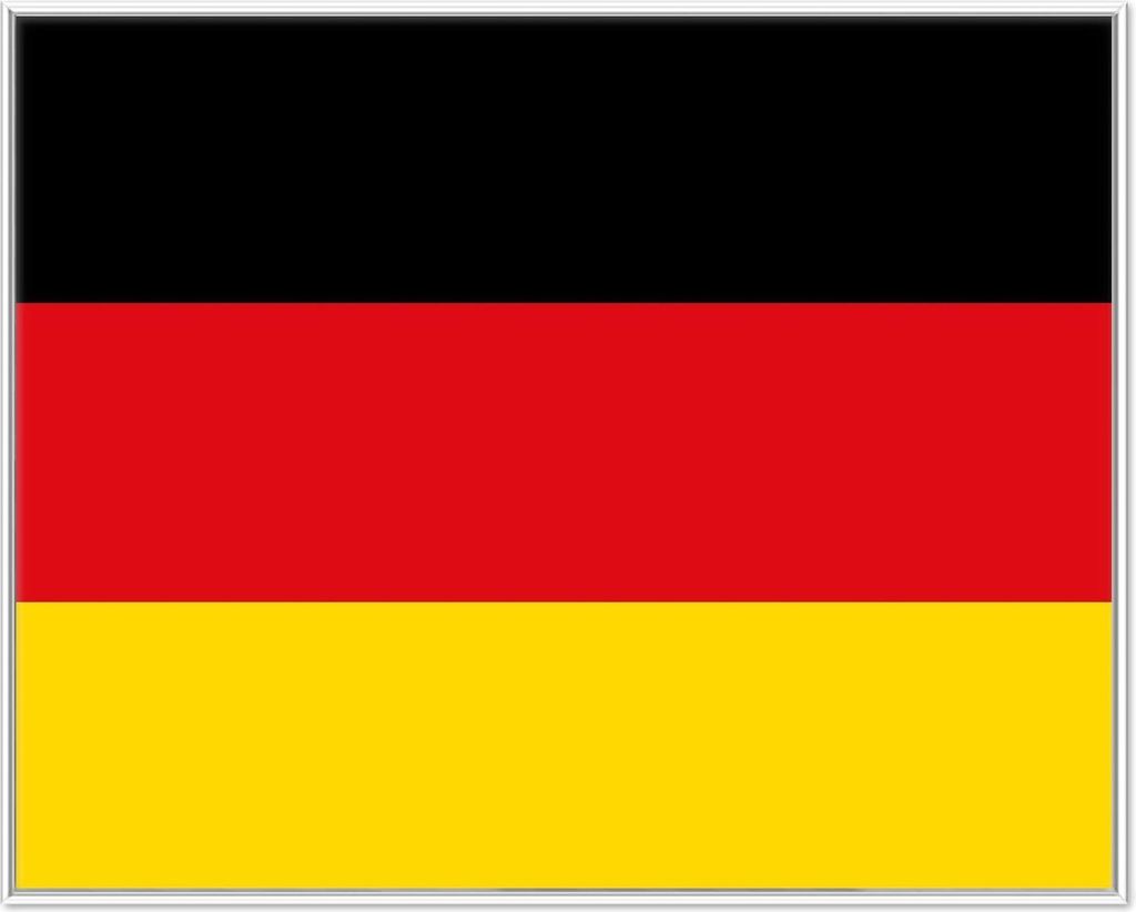 Wallario Wandbild Deutsche Flagge, Größe: 40,30 x 50,30 cm, Poster mit weißem Aluminiumrahmen