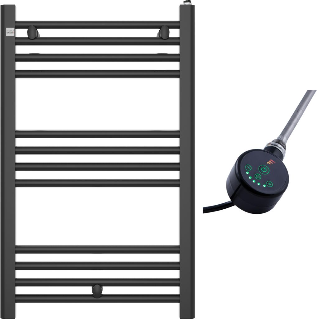 Granitan | Badezimmerheizkörper PUERTO - 80/50 cm - Schwarz - Modernes Design - Inklusive Heizpatrone
