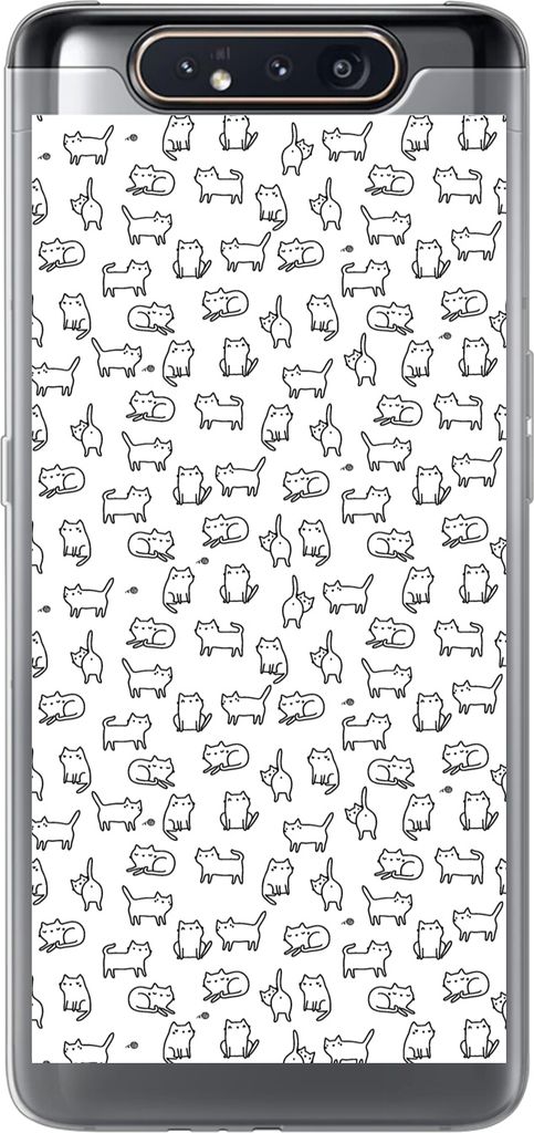 MuchoWow Handyhülle Schutzhülle Hülle für Telefoonhoesje Samsung Galaxy A80 Mädchen - Katze - Muster - Mädchen - Kinder - Kinder Silikon So...