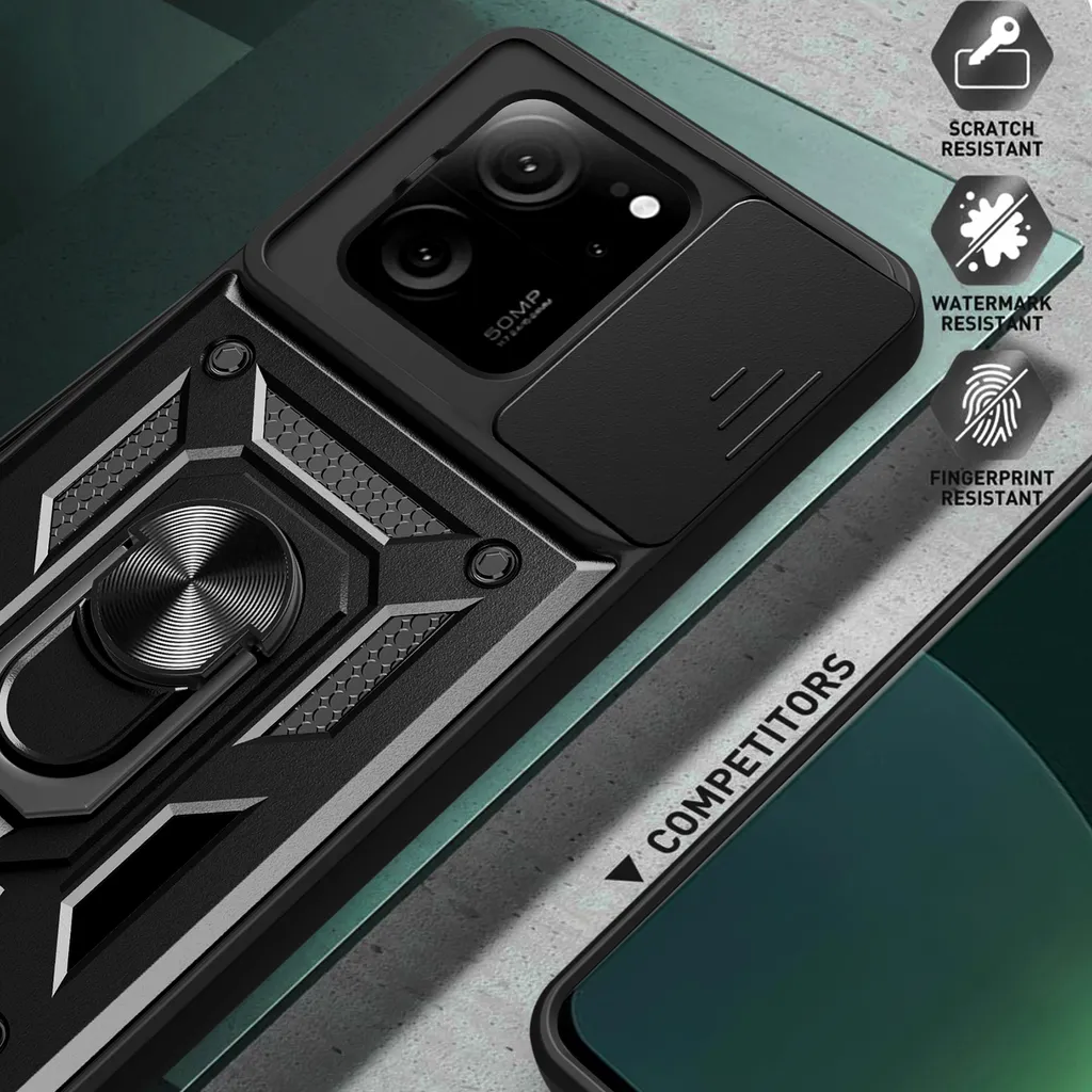 Xinyunew Cover Con Cordino Per Xiaomi 13T / 13T Pro - Custodia In Silicone Porpora Con Sportellino Fotocamera, Porta Carte E Anello Magnetico 360° - 4