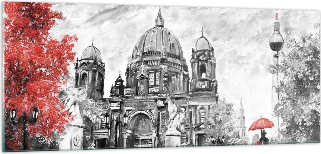 Bilder auf glas - Einteilig - Dom Berlin Liebespaar - 100x40cm - Glasbilder - Wandbilder - Bilder - zum Aufhängen bereit - Wanddekoration aus Glas...