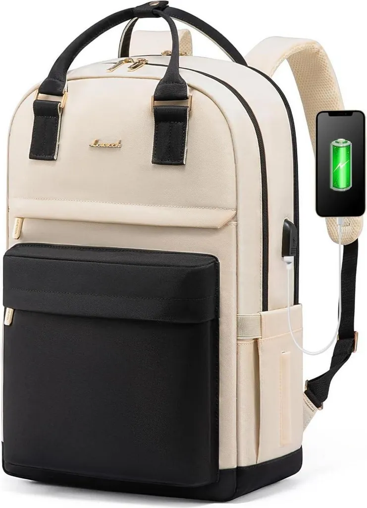 Zaino Viaggio Donna 17 Pollici Nero Beige Impermeabile - Bagaglio a Mano