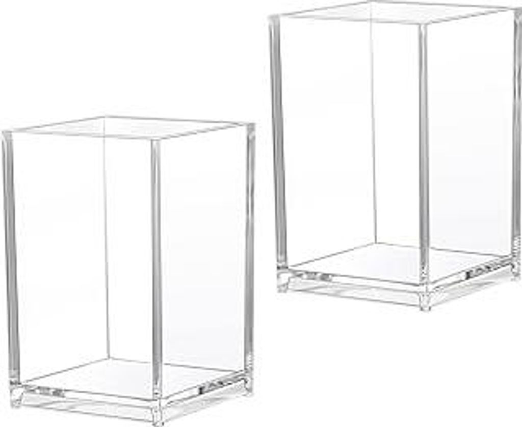 XREE 2 Stück Acryl Stiftehalter, Bleistifthalter Schreibtisch Durchsichtig Stiftebecher Make-Up Pinselhalter Organizer Stifthalter für Büro Schu...