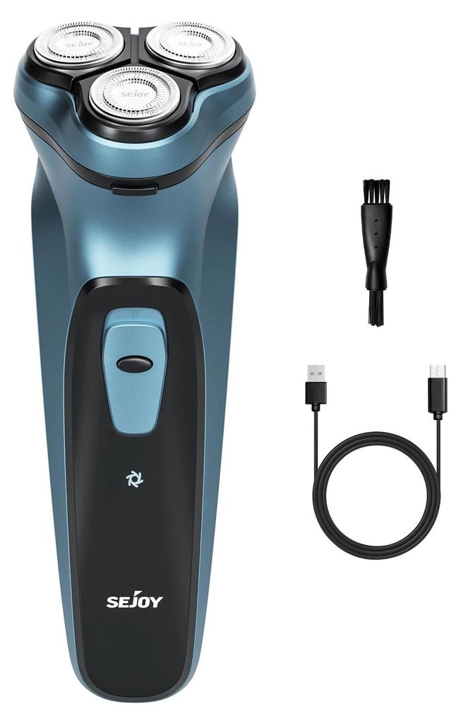 Elektrischer Rasierer für Männer - Rotationsrasierer - Nass/Trocken Rasur - Kabellos USB-C Ladung - 65 Min Akkulaufzeit - Ausklappbarer Präzisio...