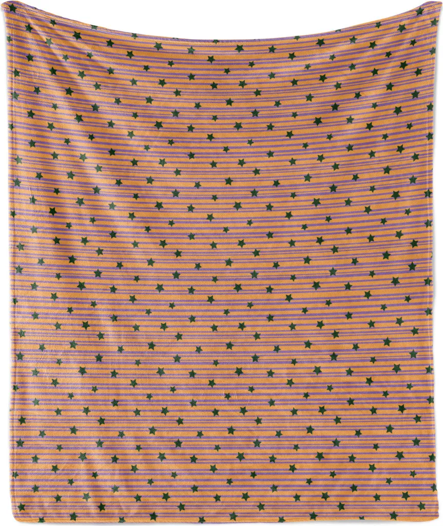 Coperta Plaid ABAKUHAUS Retro 125x175 cm - Pile Flanella Verde Arancione