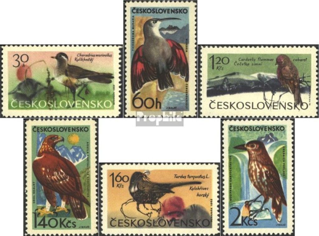 Briefmarken Tschechoslowakei 1965 Mi 1568-1573 (kompl.Ausg.) postfrisch Gebirgsvögel