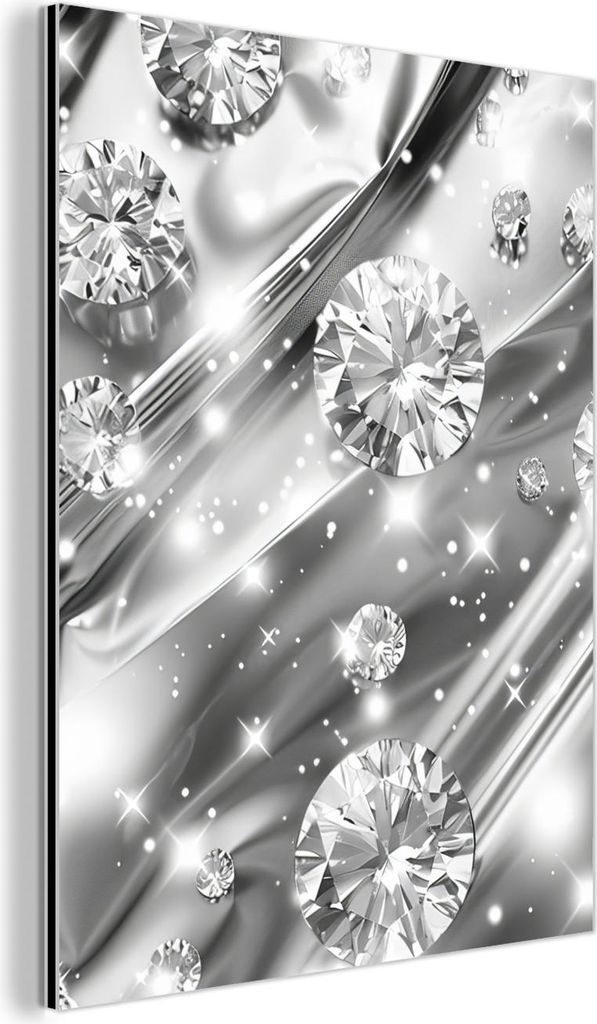 MuchoWow Wanddekoration Metall Metallbild Wandkunst 30x40 cm Abstrakt - Diamant - Luxus - Modern - Silber MuchoWow Aluminium Gemälde - Bilder