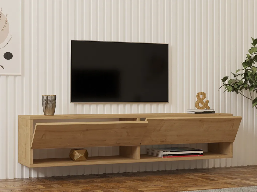 Meuble TV Arges Chêne Saphir 141cm : Robuste et Facile à Entretenir