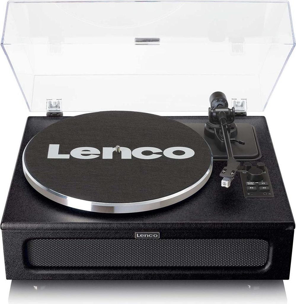Lenco LS-430BK - Plattenspieler mit 4 eingebauten Lautsprechern - 40 Watt RMS - Bluetooth - Kunstleder