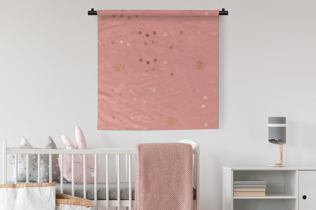 MuchoWow Wandteppich Wandbehang Blume - Rose - Muster 90x90 cm Tapisserie Dekoration Wandtuch - Wandaufhänger