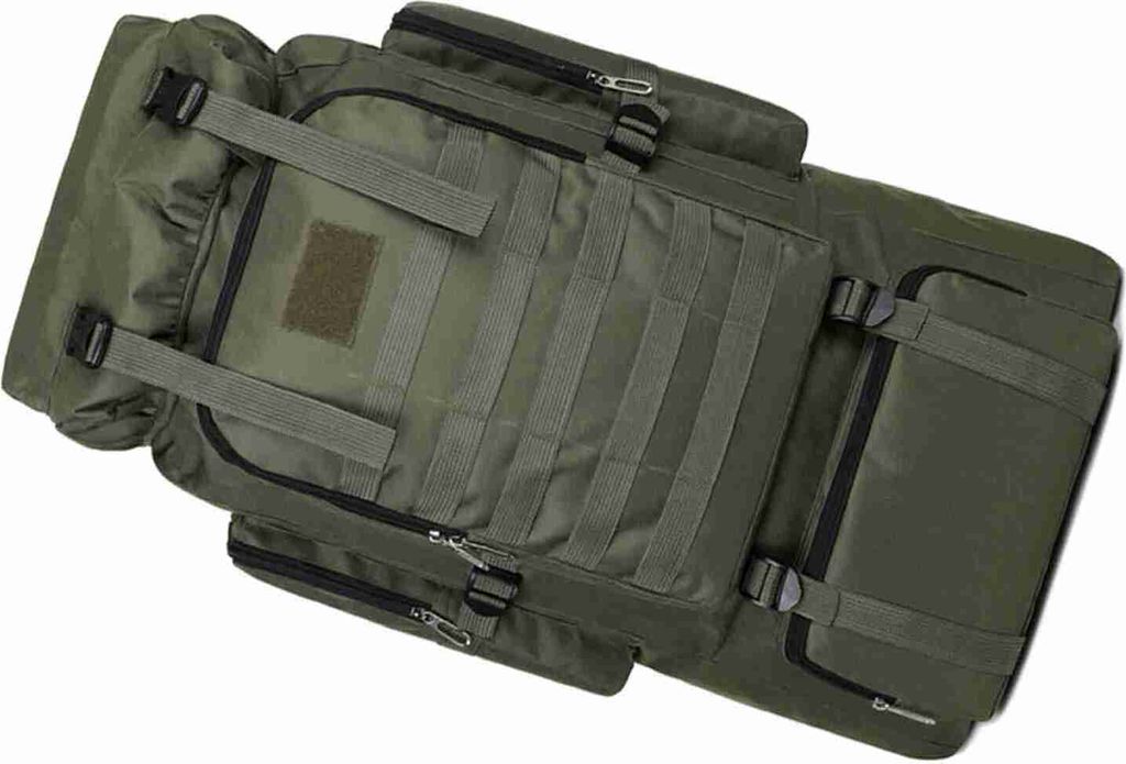 Großer Outdoor-Rucksack in Olivgrün, ideal für Camping und Wandern, strapazierfähiger Canvas Trekking-Rucksack mit viel Stauraum