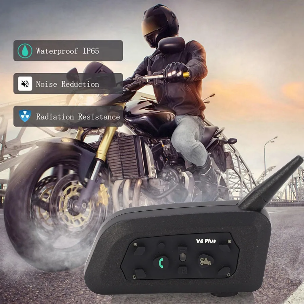 Intercom Moto V6 Plus 1200m Étanche avec Bluetooth pour 6 Participants - 5