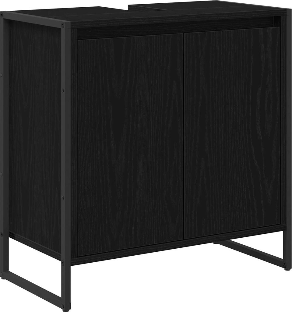 Badezimmerschrank mit Tür Schwarz Eichen-Optik 60 x 30 x 60 cm