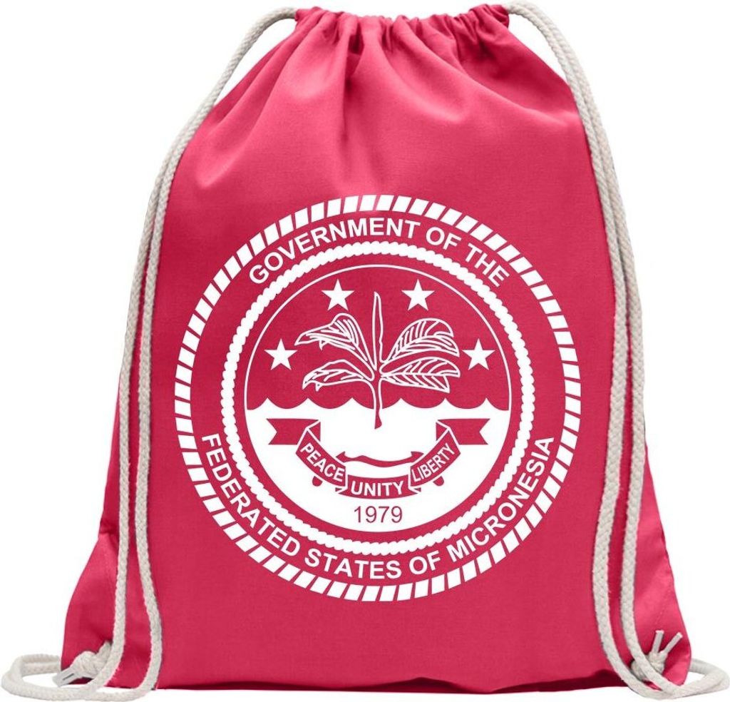 Kiwistar - Turnbeutel - pink - Mikronesien Wappen - Fun Rucksack Sport Beutel Gymsack Baumwolle mit Ziehgurt
