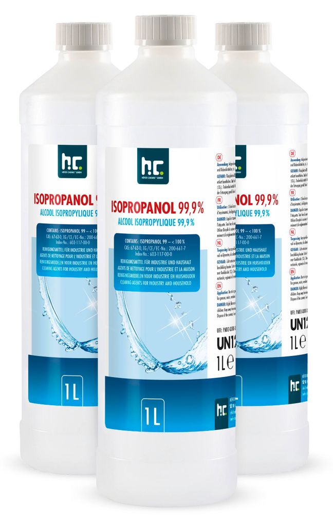 1 L Isopropanol 99,9% zur Flächenreinigung, als Lösungsmittel für Fette, Harze, Lacke, Tinte