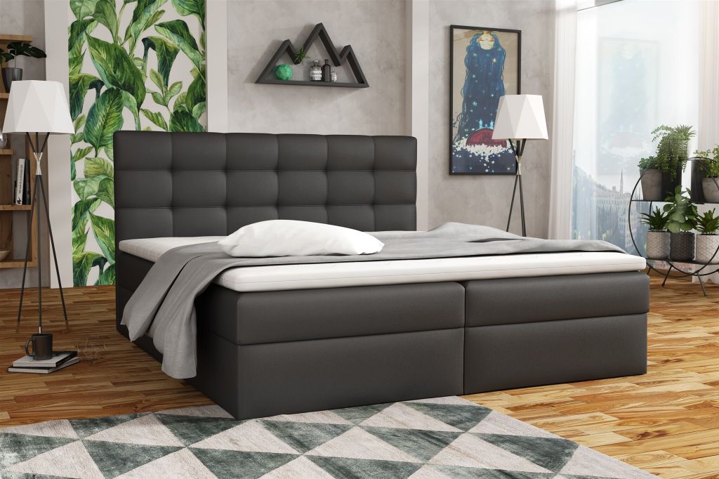 Boxspringbett Schlafzimmerbett DORIANO 200x200cm Kunstleder Soft Schwarz