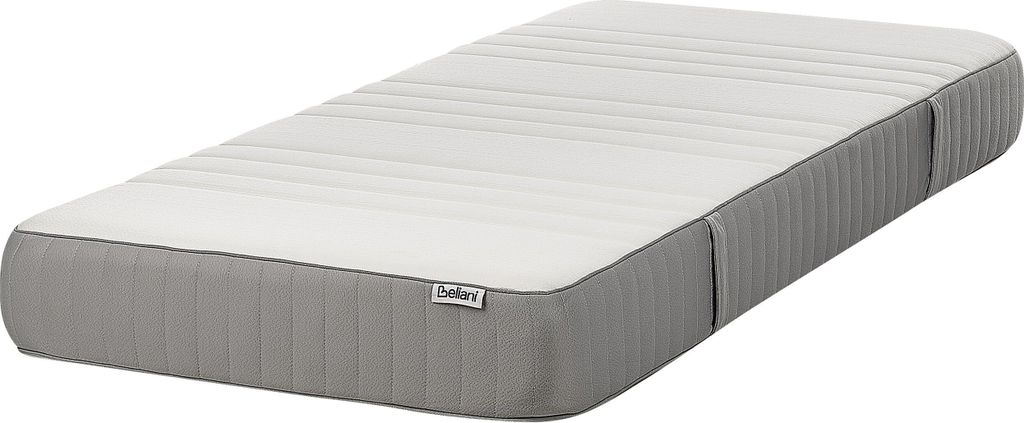BELIANI Schaumstoffmatratze Hart Weiß u. Grau 90x200 cm 20 cm Hoch Abnehmbarer Bezug Reißverschluss 7 Zonen Matratze für Einzelbett