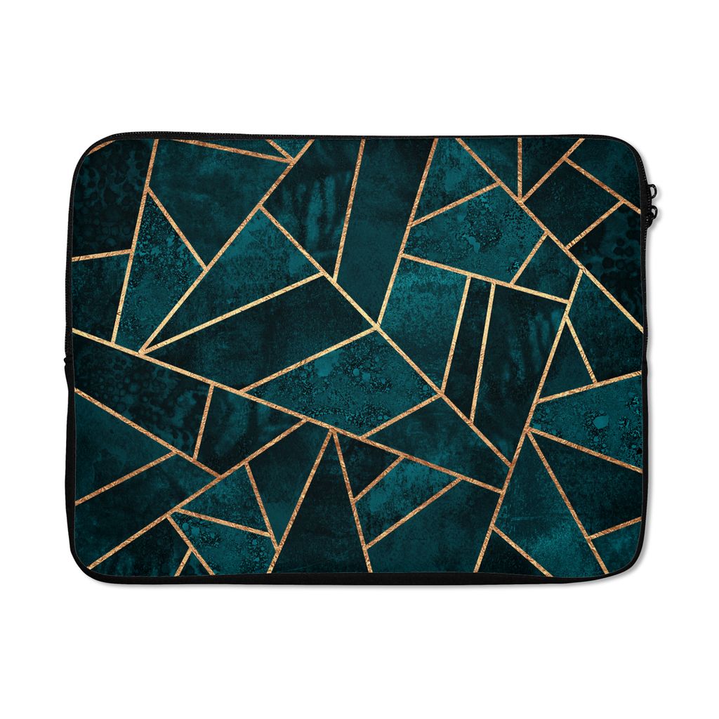 MuchoWow Laptop Hülle 15 Zoll Steine - Gold - Luxus - Muster - Abstrakt Laptoptasche - Laptoptasche - Sleeve - Rundum-Schutz