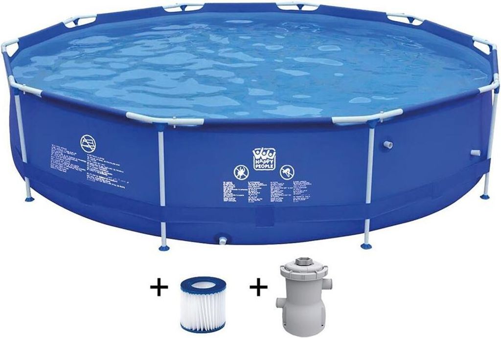 Stahlrahmenpool mit Filterpumpe blau Ø360x76cm Produktbild 
