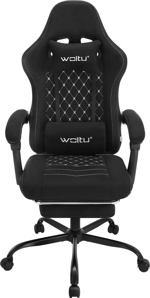 Chaise de jeu ergonomique pivotante marron avec fonction massage 150kg
