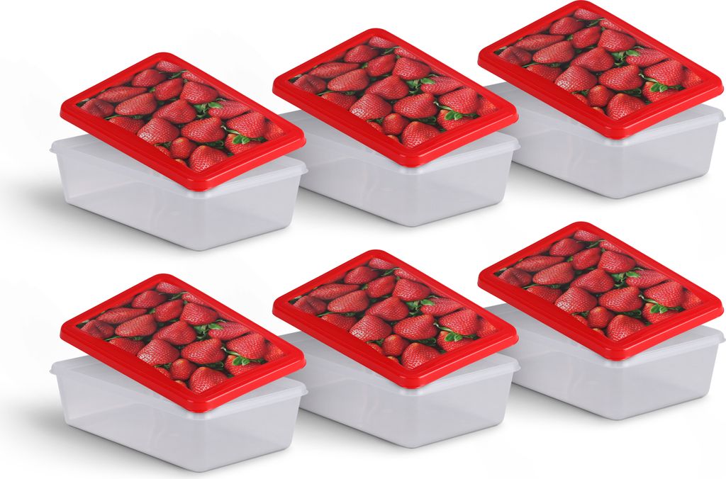 Frischhaltedosen für Lebensmittel 1,25 L ( 6er Pack ) Vorratsdose, Aufbewahrungsbox für Obst, Gemüse oder Snacks, Meal Prep Box, Lunchbox