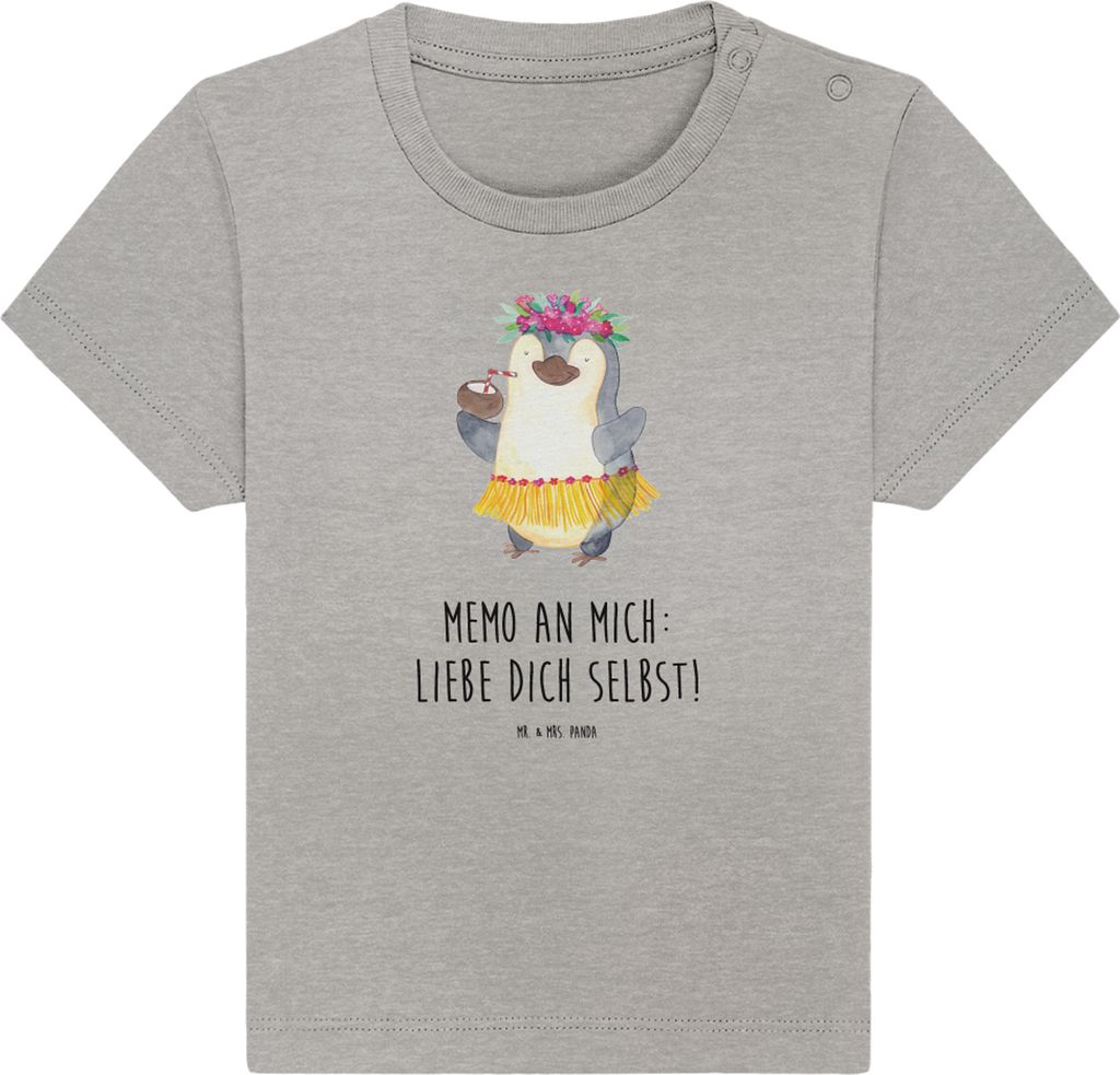 Mr. & Mrs. Panda Babyshirt Pinguin Kokosnuss 6. - 12. Monat - Heather Grey - Geschenk, Urlaub, Kinder Shirt, Ferien, Hawaii, Kleinkind T-Shirt, , B...