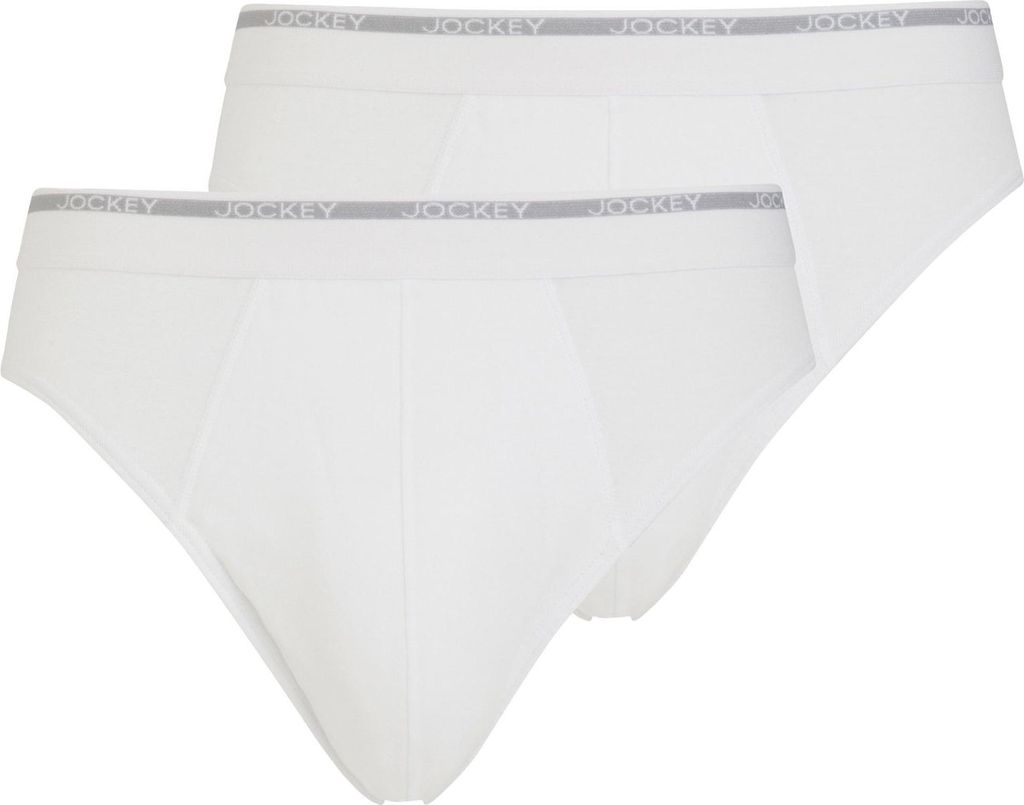 Jockey Herren Slips, 2er Pack - Modern Classic Brief, Baumwolle, einfarbig Weiß S