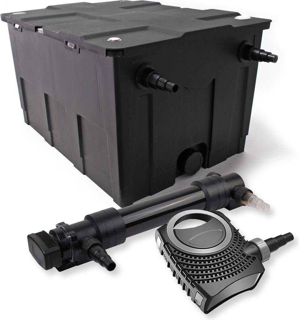 SunSun Komplettset: CBF-550 Teichfilter bis 60000 L Teichfilteranlage als Durchlauffilter, CTF-8000 SuperECO Teichpumpe 8000l/h 70W, CUV-636 Teichk...
