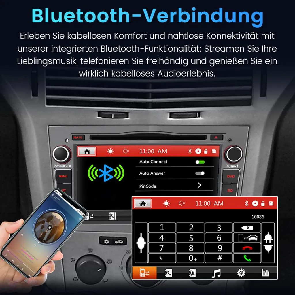 Autoradio tactile 7 pouces avec Bluetooth et commandes au volant pour Opel - 10