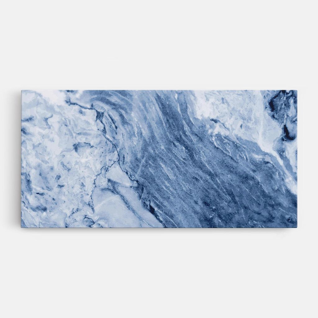 ARTHUB Leinwandbild 60x120 cm, White Blue Mix | Wohnzimmerdekoration, Hängende Bilder, Wanddekoration, Heimdekoration, Abstrakte, Marmor