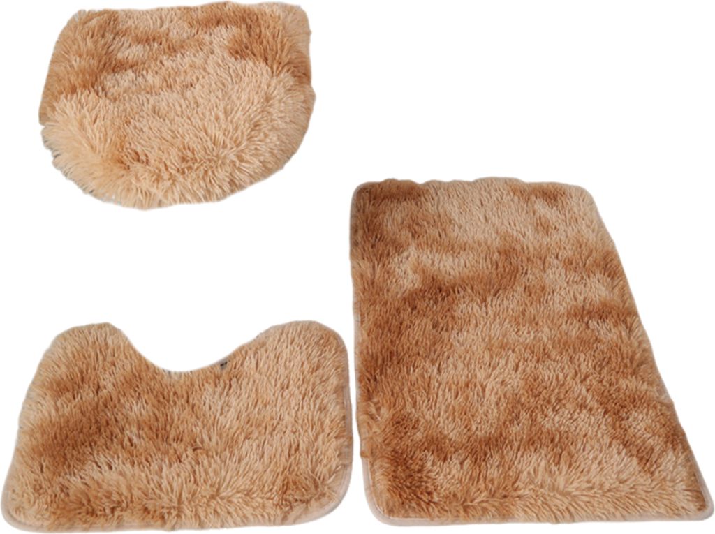 3-teiliges Badezimmerteppich-Set, superweiche Mikrofaser, U-förmige Konturmatte, Toilettendeckelbezug-Set, rutschfestes Badteppich-Set