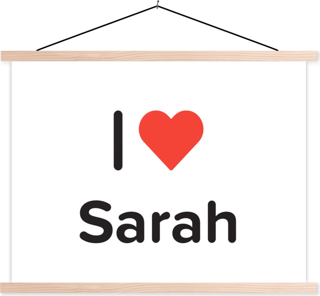 MuchoWow Textilposter Ich liebe - Sarah - Mädchen 60x45 cm mit holzfarbenen Rahmen - Bild