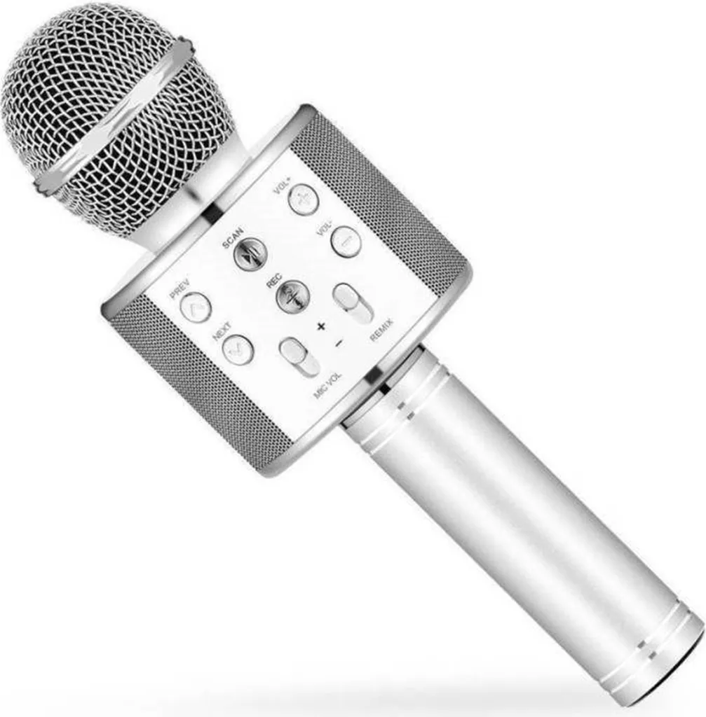 Microphone karaoké Eljet Globe Silver sans fil avec haut-parleur intégré