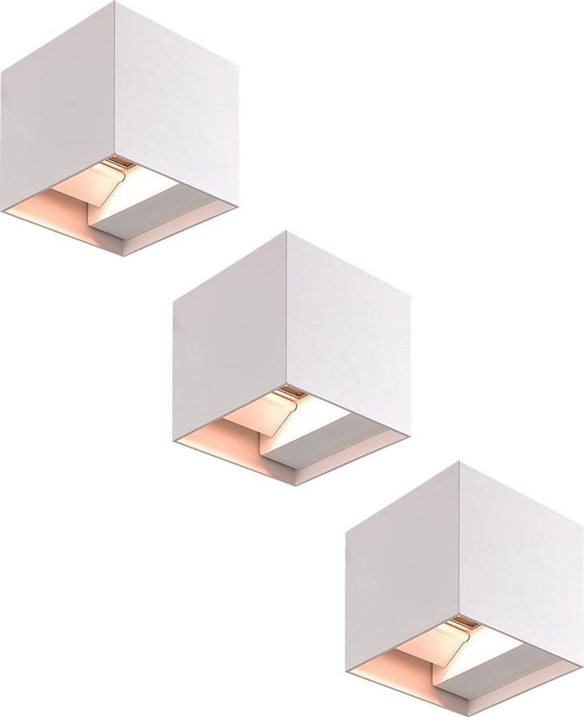 hoftronic LED Wandleuchten Kansas 7W 3000K IP65 Weiß 3er Set