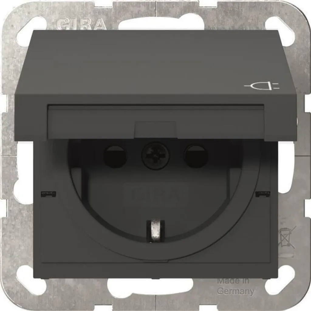 Prise de Courant avec Terre GIRA 441428 Anthracite et Protection Enfant