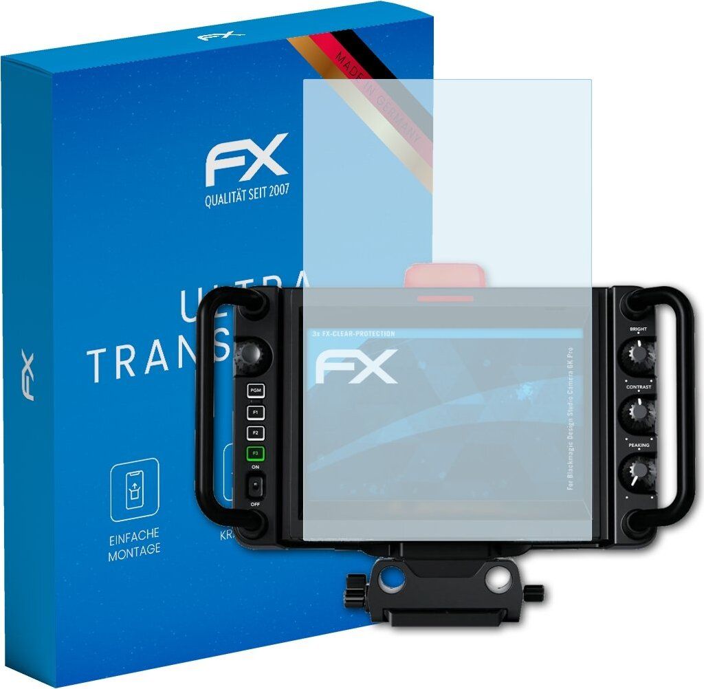 atFoliX FX-Clear 3x Schutzfolie kompatibel mit Blackmagic Design Studio Camera 6K Pro Displayschutzfolie
