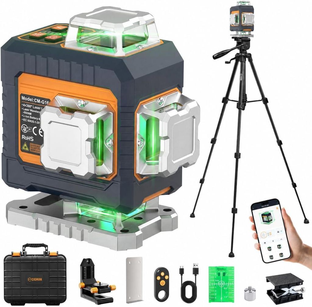 CIGMAN CM-G16T Set Krížový Laser 4x360° | 16-Liniový so Obrázok produktu 