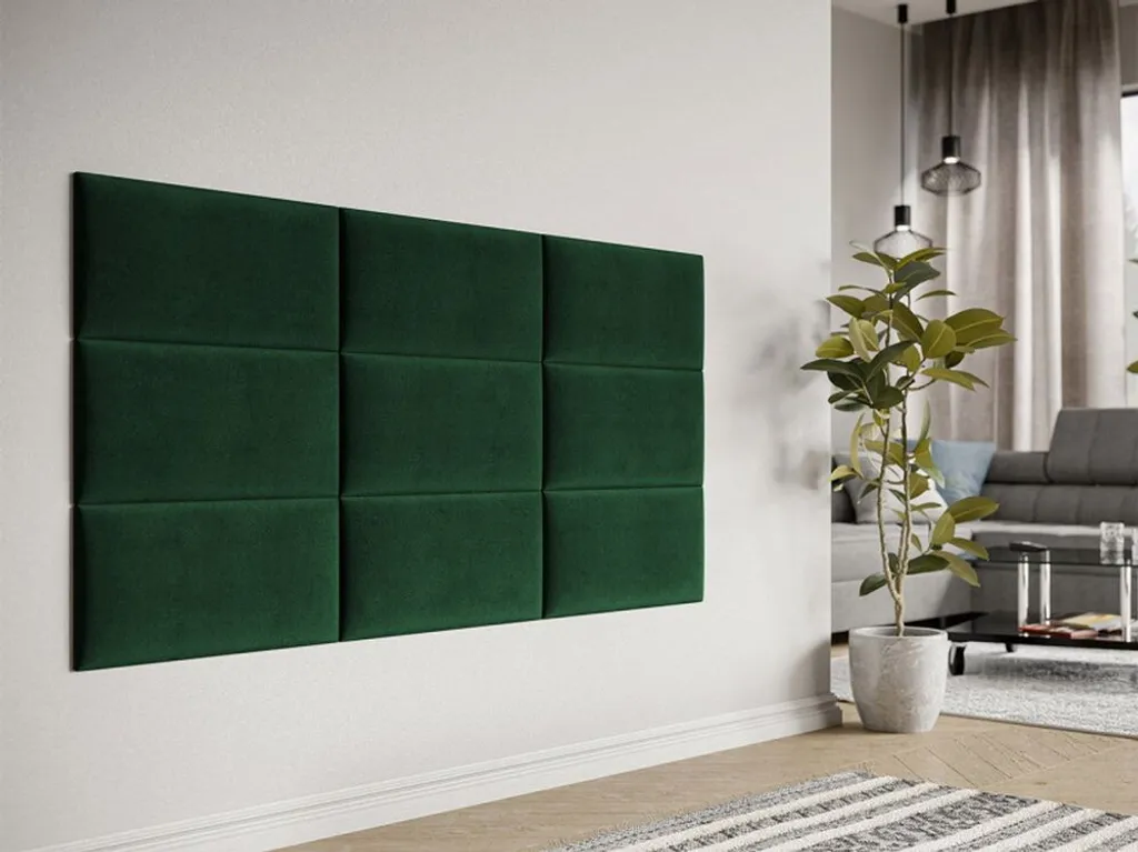 Panneau mural capitonné 60x30 vert - Cache misère décoratif et doux