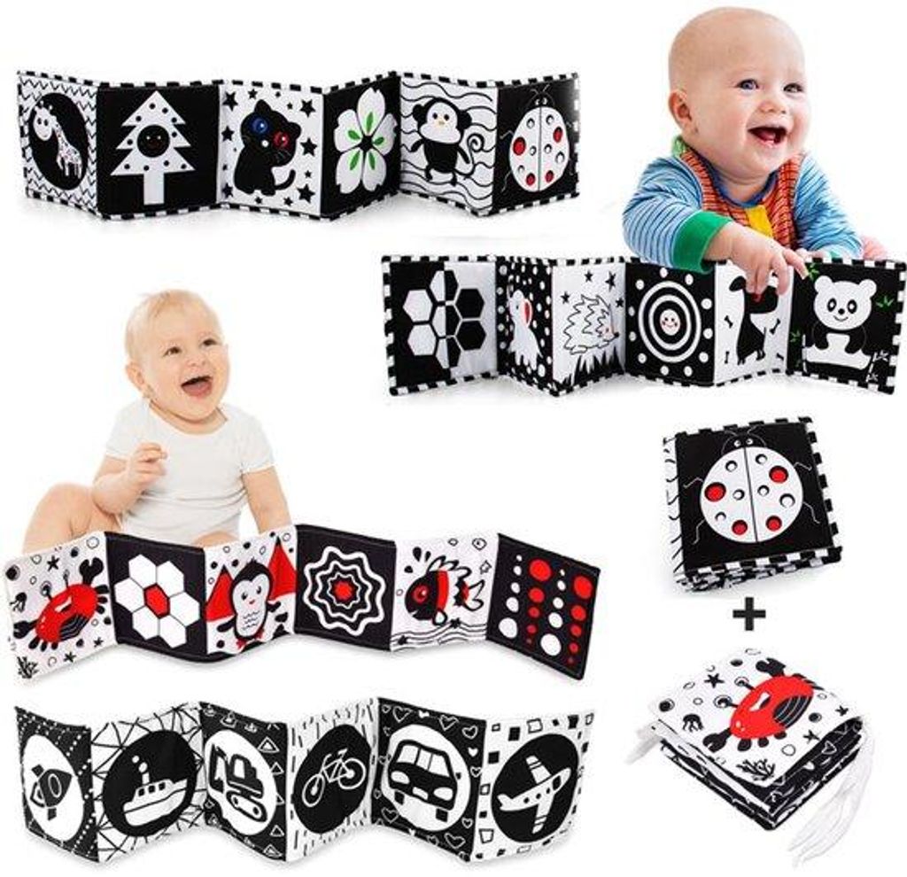 Interaktives Babybuch - Spielzeug für 3-36 Monate - Schwarz-Weiß - Geschenk für Kleinkinder
