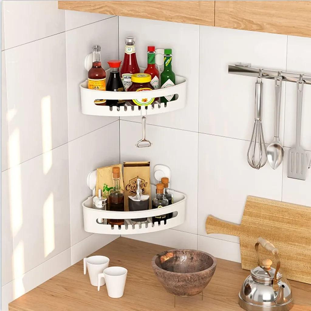 Rangement de douche d'angle à fixer sans trous pour salle de bain