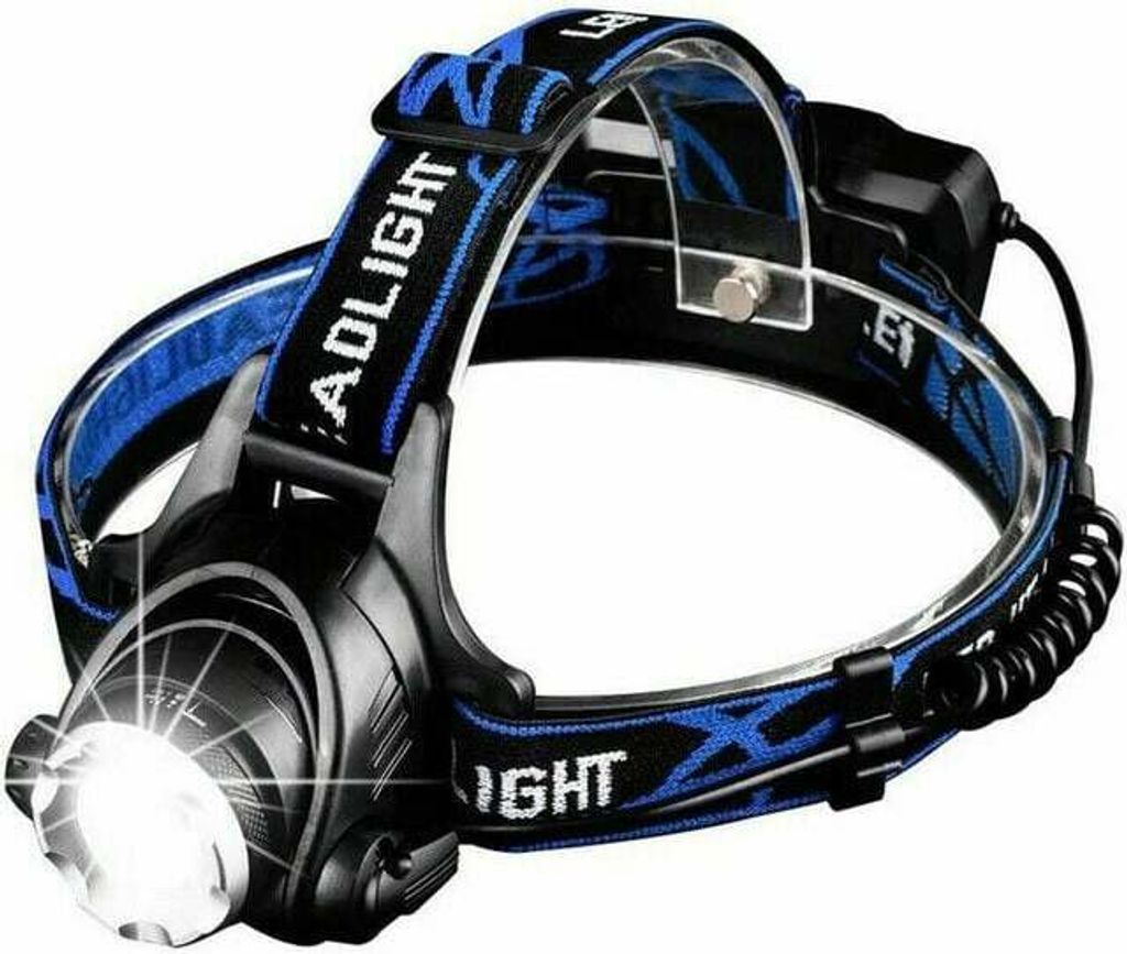 Leistungsstarke LED-Stirnlampe, wiederaufladbare Stirnlampe, verstellbare Scheinwerferlampe, 3 Modi, LED-Frontlicht mit USB-Kabel und 2 18650-Batte...