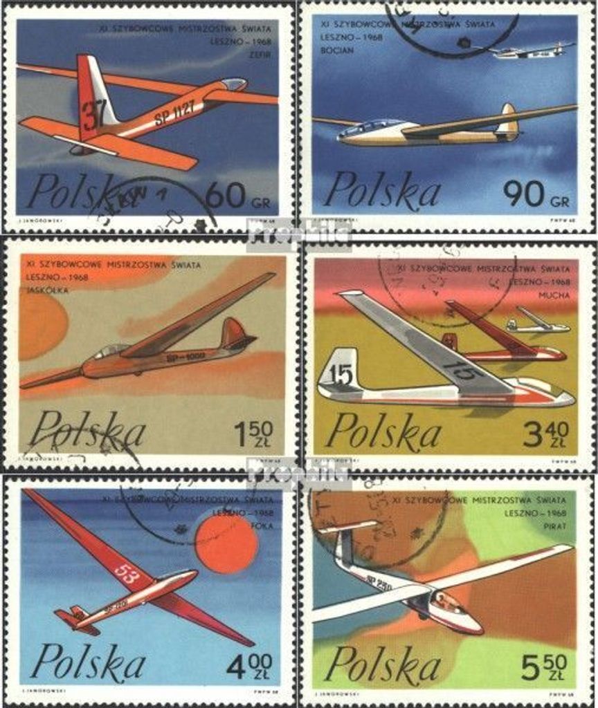 Briefmarken Polen 1968 Mi 1846-1851 (kompl.Ausg.) postfrisch Segelflieger-Weltmeisterschaften 1968 in Leszno