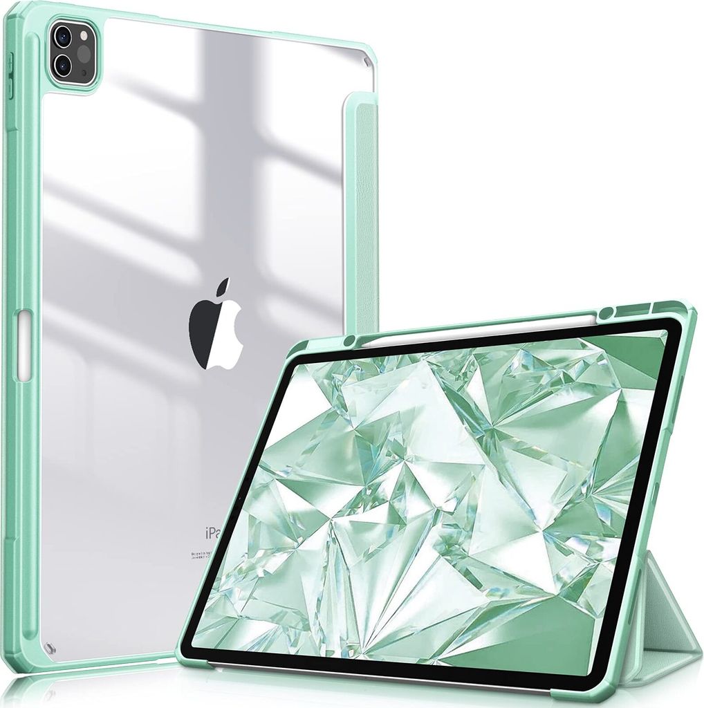 Fintie Hybrid Hülle für iPad Pro 12.9 2022 (6. Generation)/ iPad Pro 12.9 2021/2020/2018 mit Stifthalter - Stoßfeste Schutzhülle mit transparen...