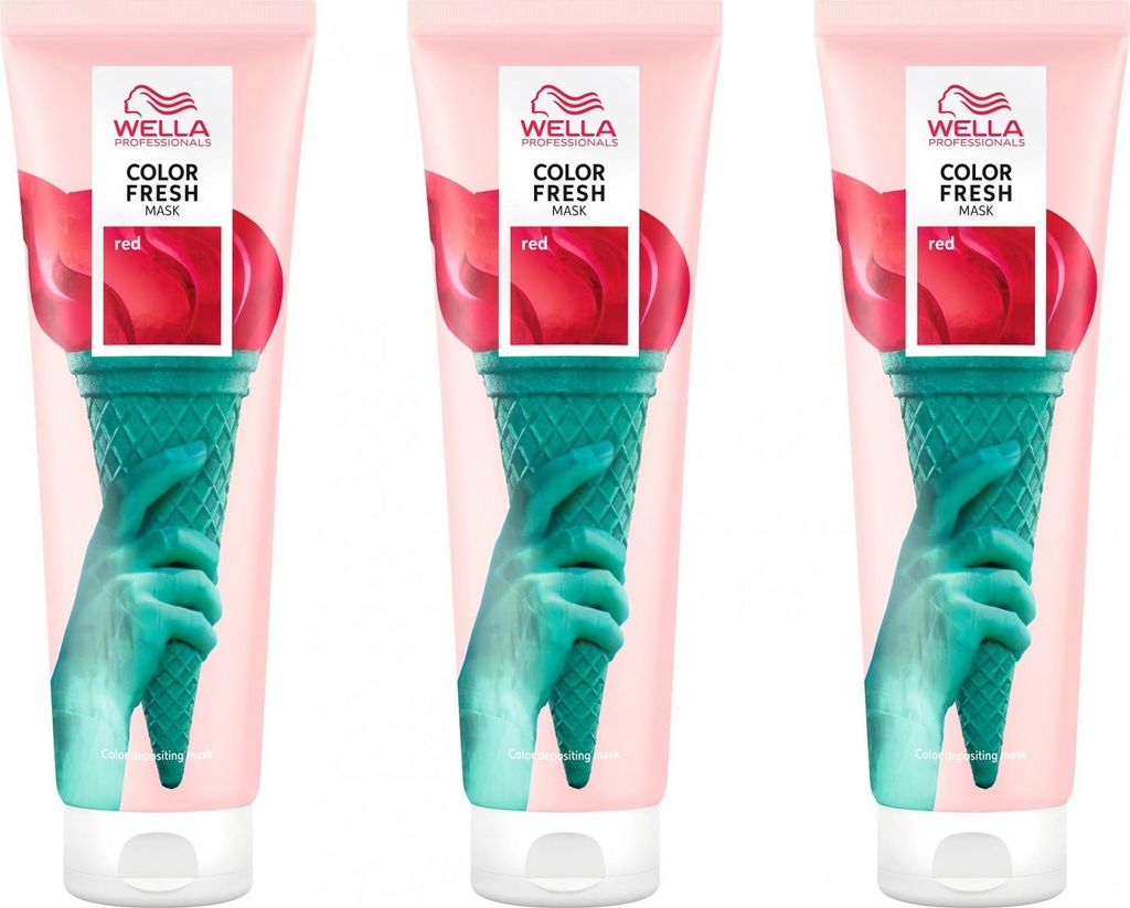 Wella Color Fresh Mask 3 x 150 ml Tönungsmaske Farbmaske Red Set
