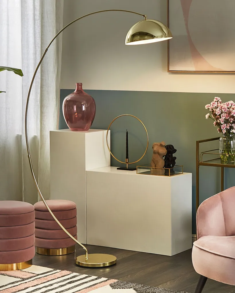 Lampadaire arche doré 188 cm - Solution éclairage salon sans perçage