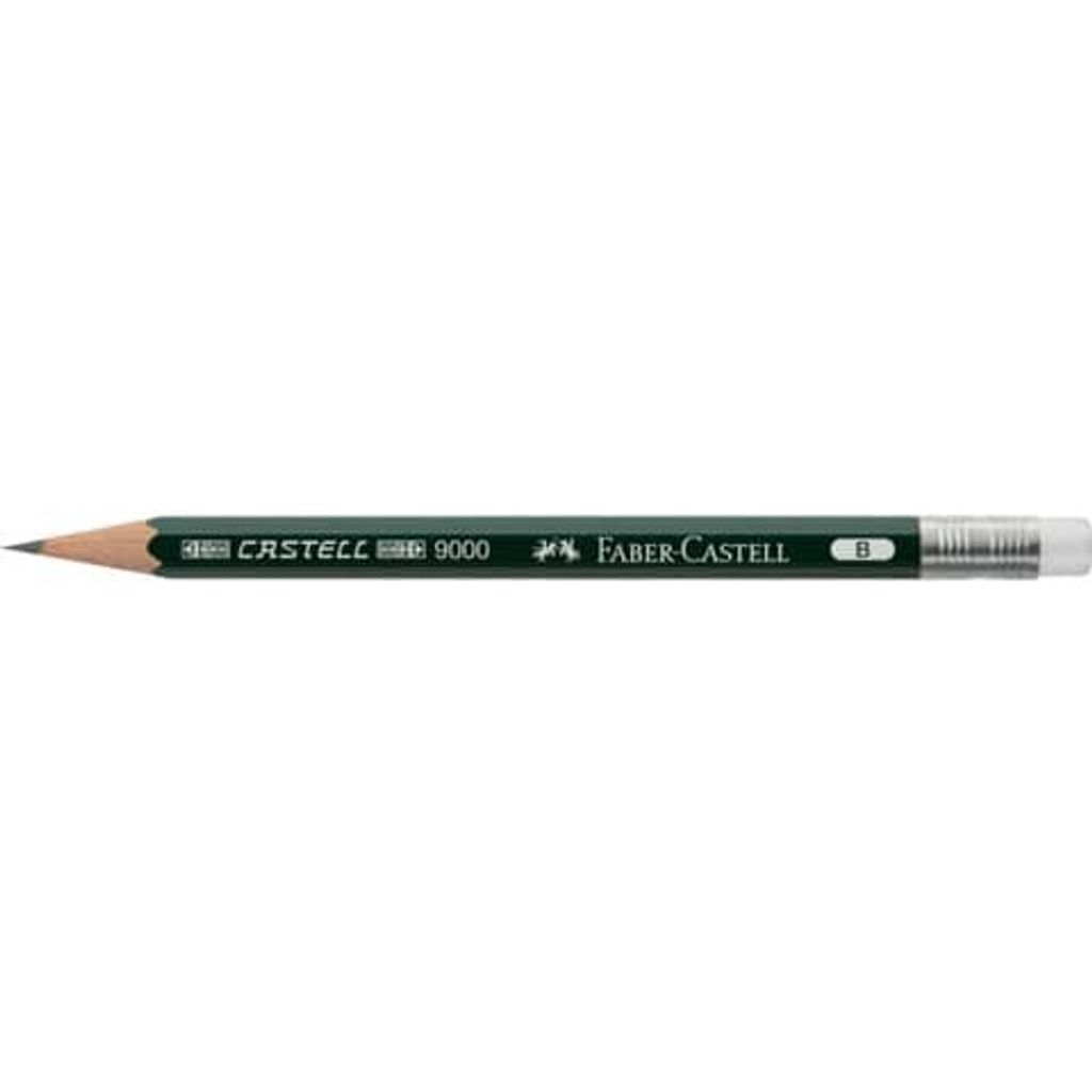 Faber Castell Bleistift 9000 Perfect B grün Radierer Produktbild 