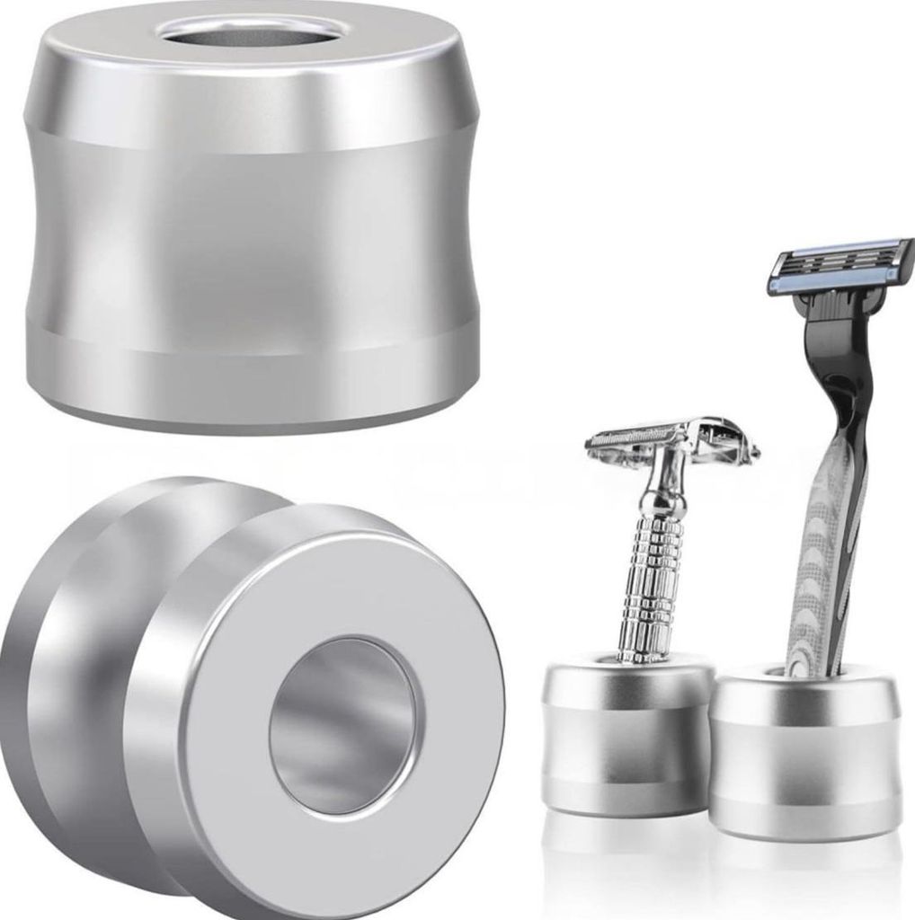 INF Rasierständer aus Aluminiumlegierung - Sichere Halterung für Nassrasierer Silber