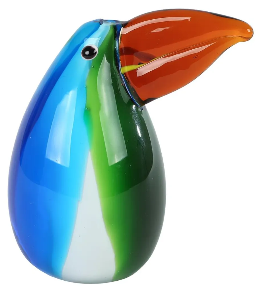 Décoration de salon toucan bleu vert en verre, idée cadeau originale