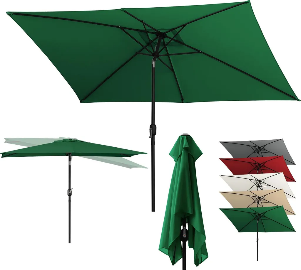 Elegante Ombrellone Izrielar Rettangolare 1,4x2,1 m Verde UV30+
